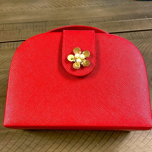 "Tuscan Designs" Red Saffiano Leather Jewelry Box/Travel Case - Picture 1 of 4